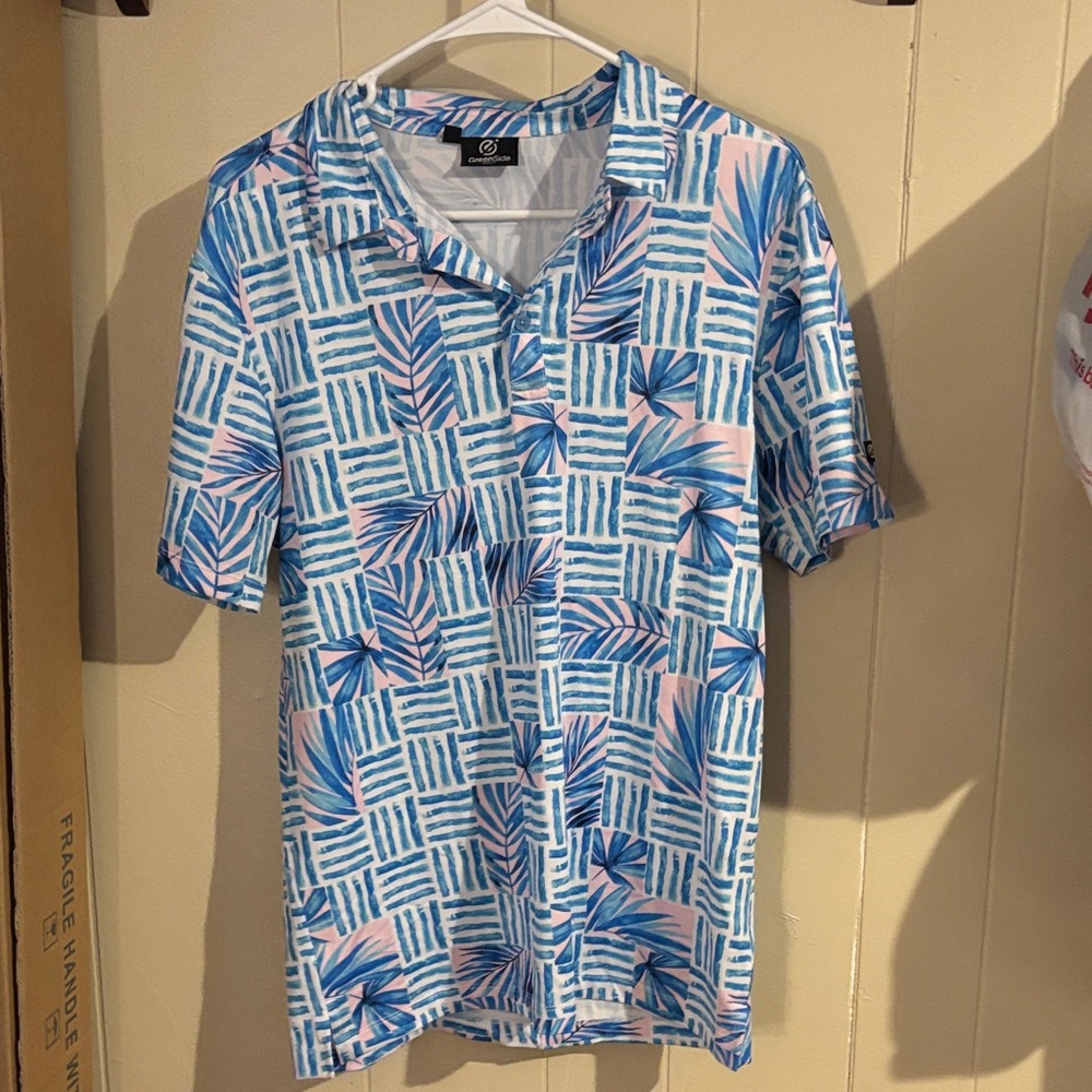 Tropical Blue and Pink Men's Casual Shirt